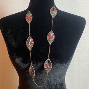 Peacock Feather Wire Necklace